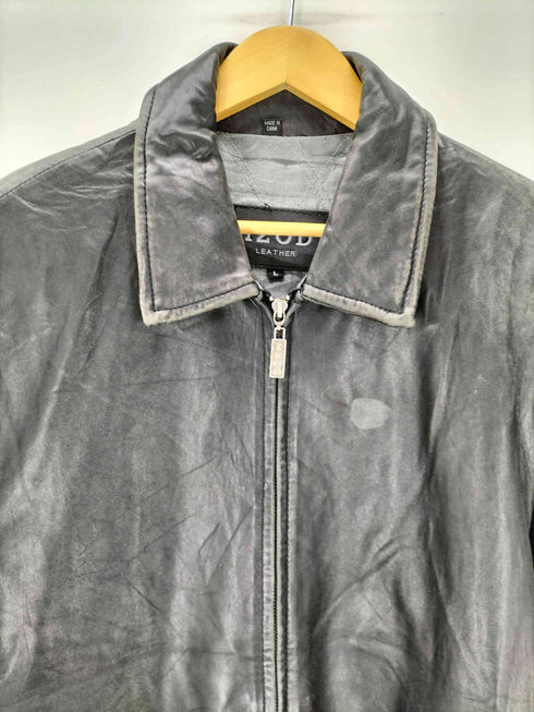 アイゾッド IZOD 裏地キルト 肩パッド ジップアップ レザー ジャケット メンズ import:L